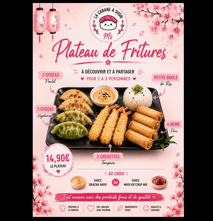 Plat asiatique de La Cabane à Sushi MS à Saint-Martin-du-Touch