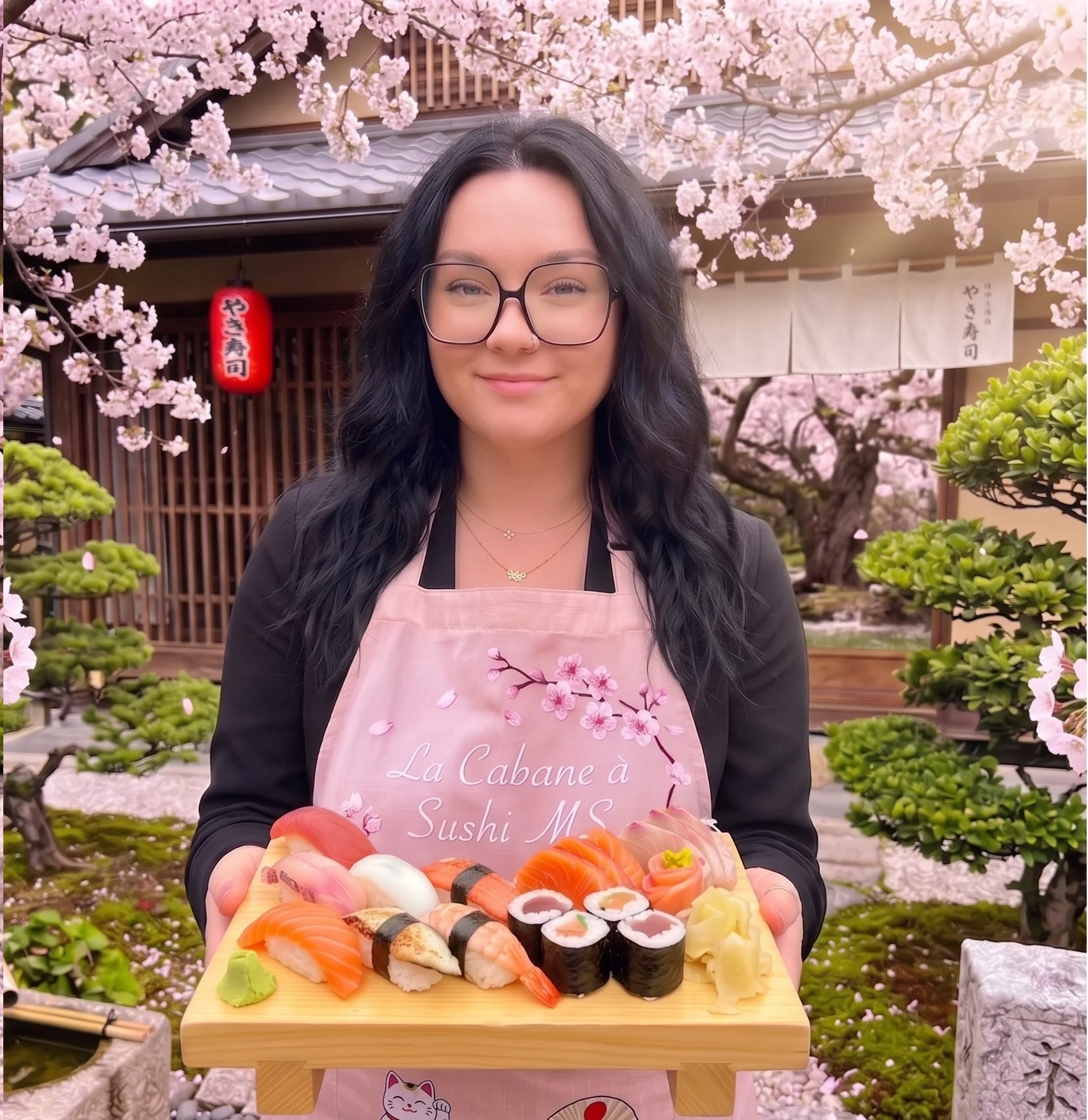 Cheffe préparant des sushis à La Cabane à Sushi MS à Saint-Martin-du-Touch