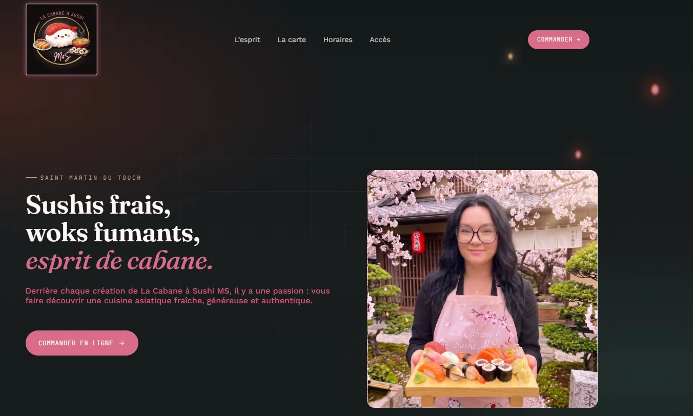 Site internet de La Cabane à Sushi